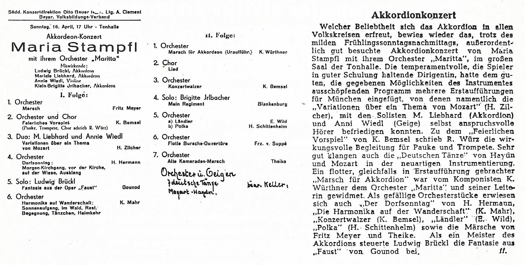 1943 Maritta   Konzert im grossen Saal der Tonhalle verbessert